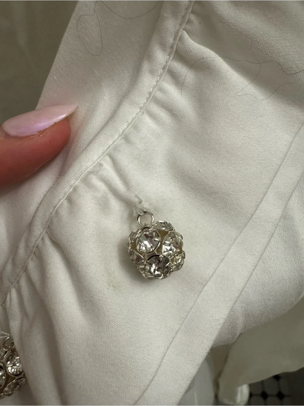 Kate Spade White Long Sleeve Jewel Button